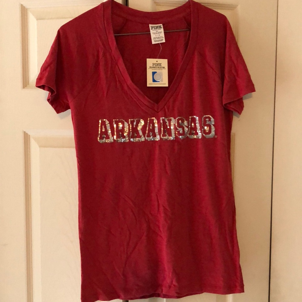 NWT limited edition collegiate Arkansas tee from PINK size Large bling